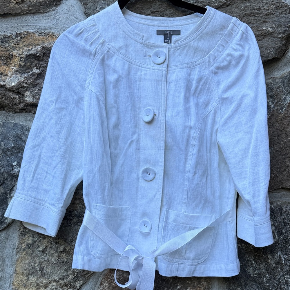 Apt. 9 White Buttoned Trench Coat